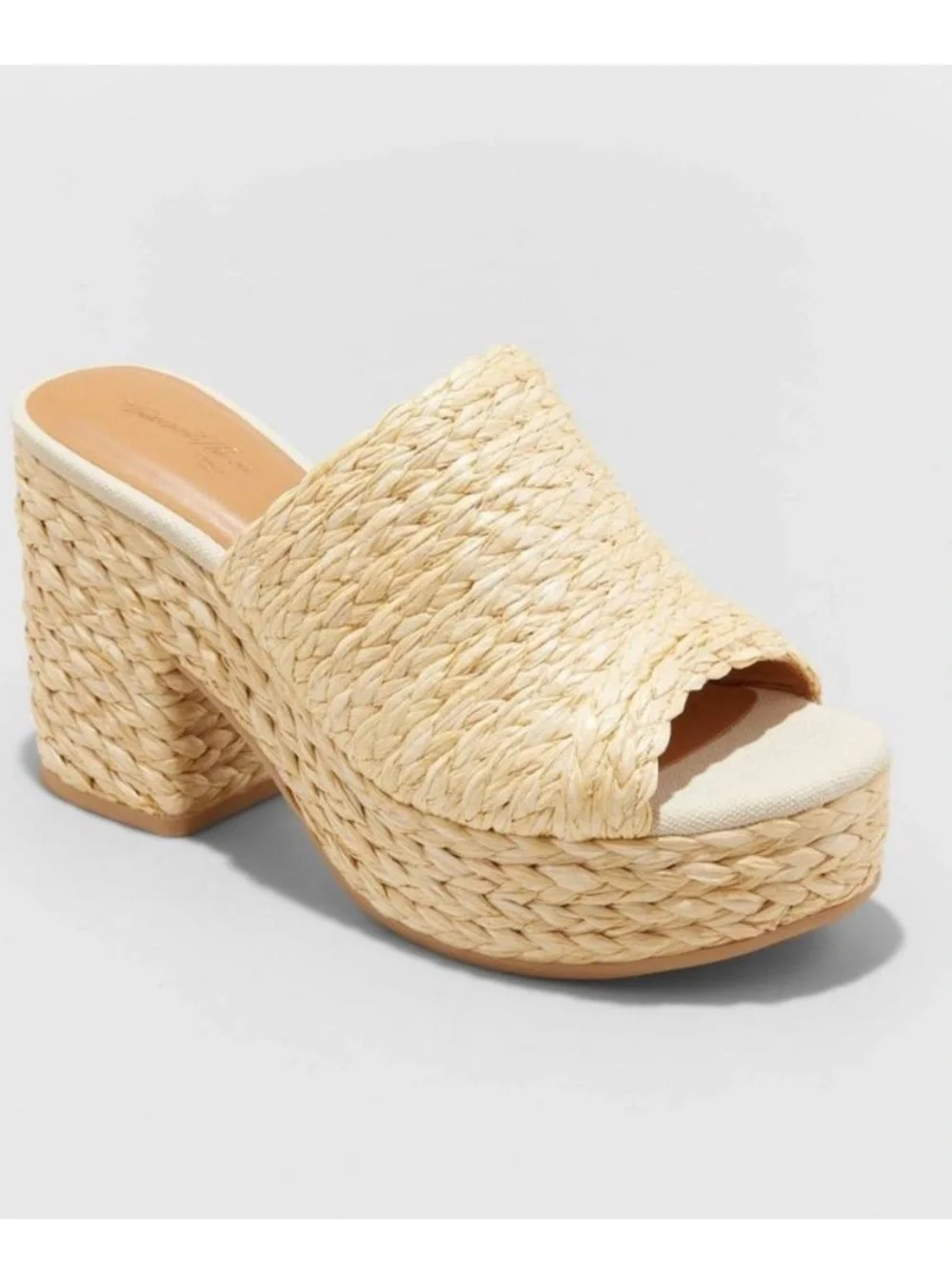 🌾Universal Thread Beige Raffia Nessa Platform Mules